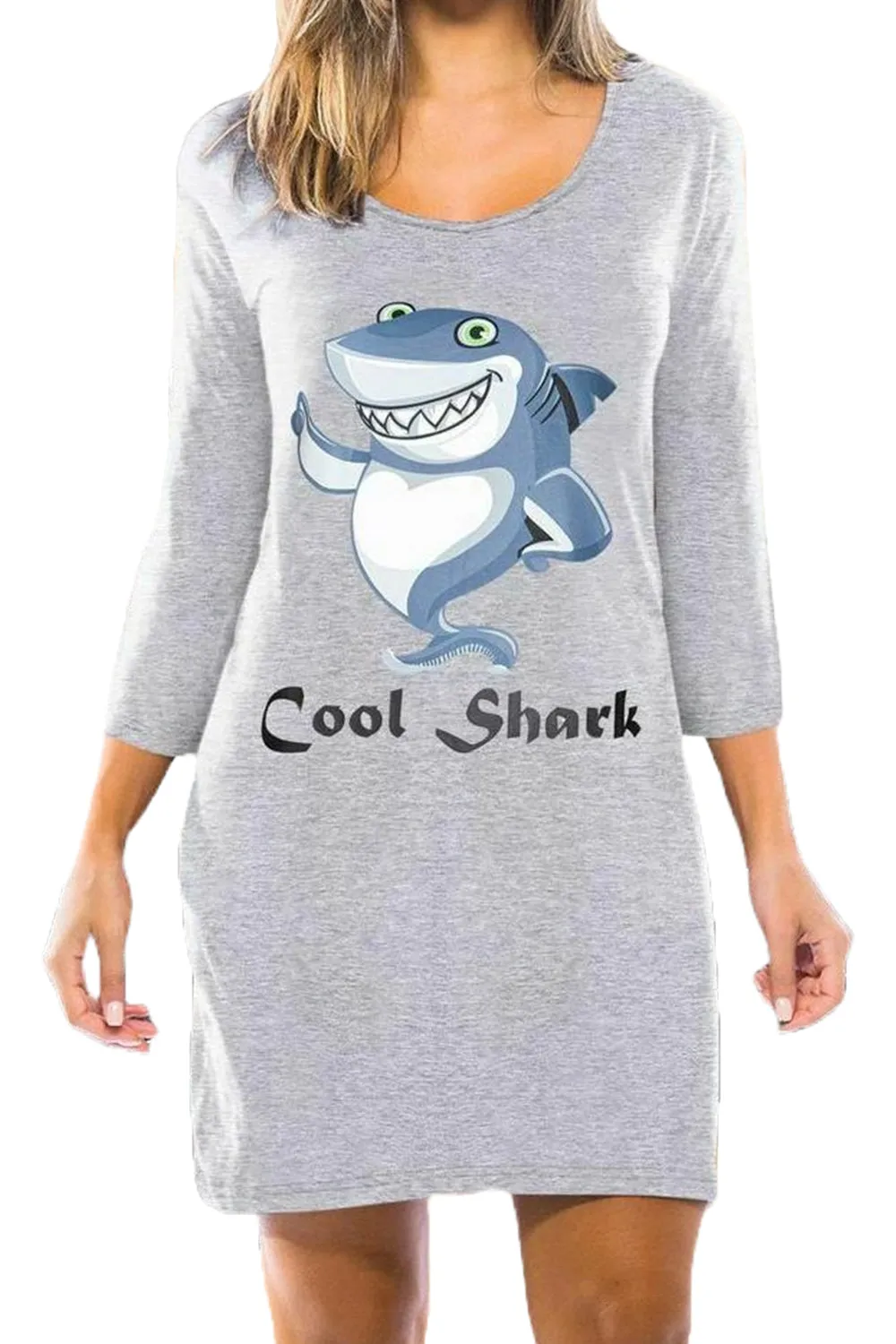 3 Pack Womens Long Sleeve Cotton Night Shirts