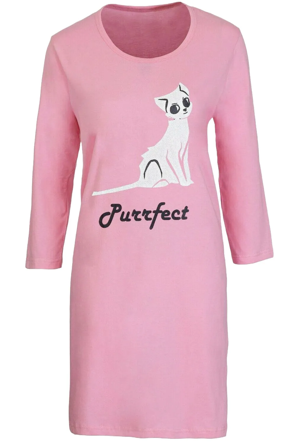 3 Pack Womens Long Sleeve Cotton Night Shirts