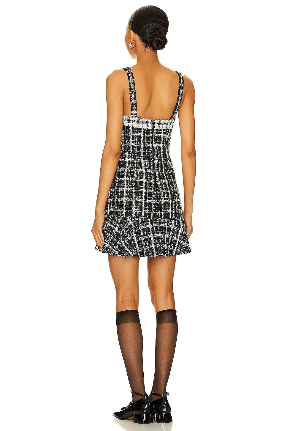 Alice   Olivia Kaidra Square Neck Mini Dress, Black & Off White