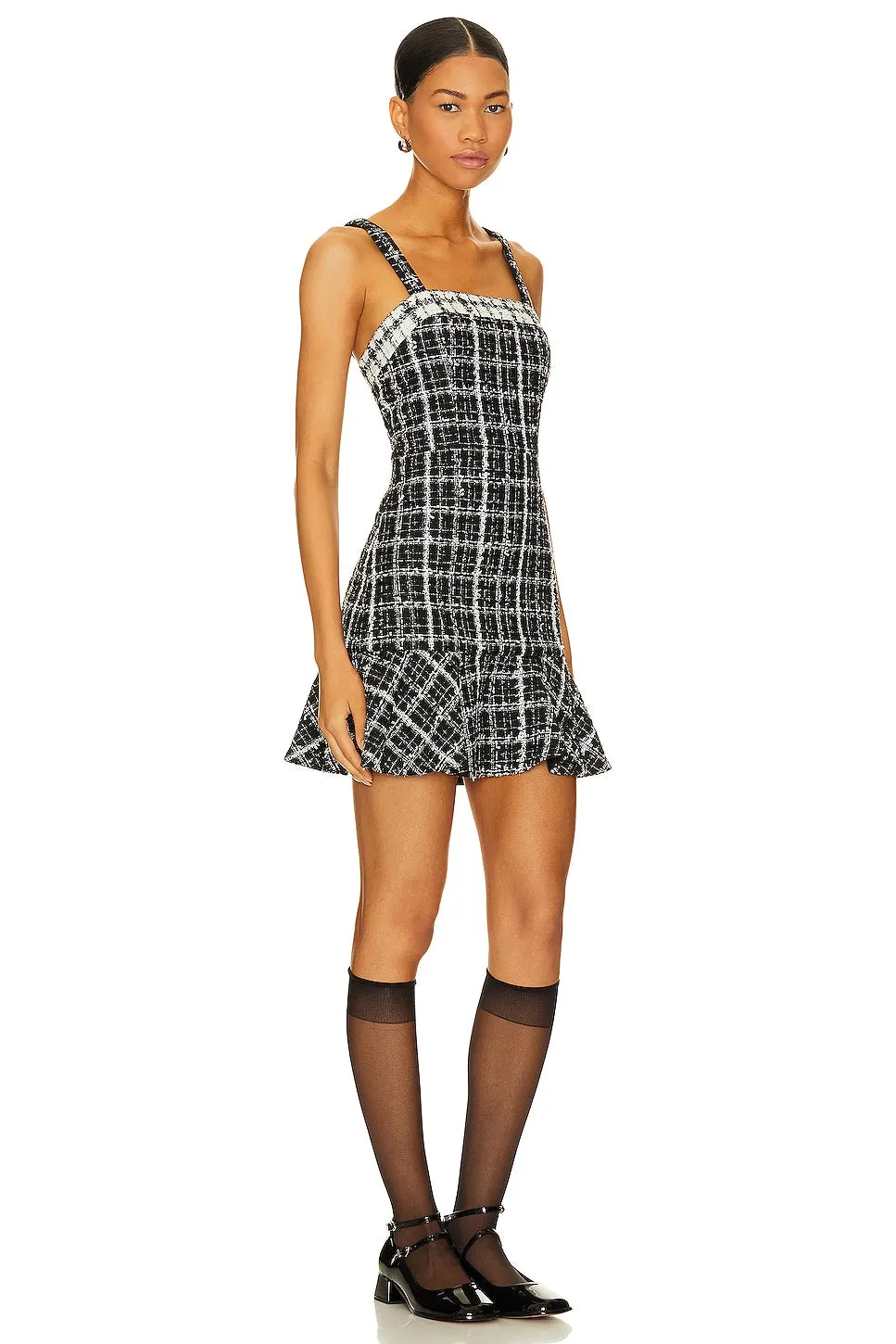 Alice   Olivia Kaidra Square Neck Mini Dress, Black & Off White