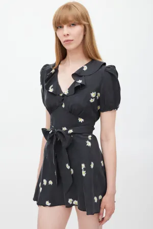 Black & Multicolour Silk The Love Floral Dress