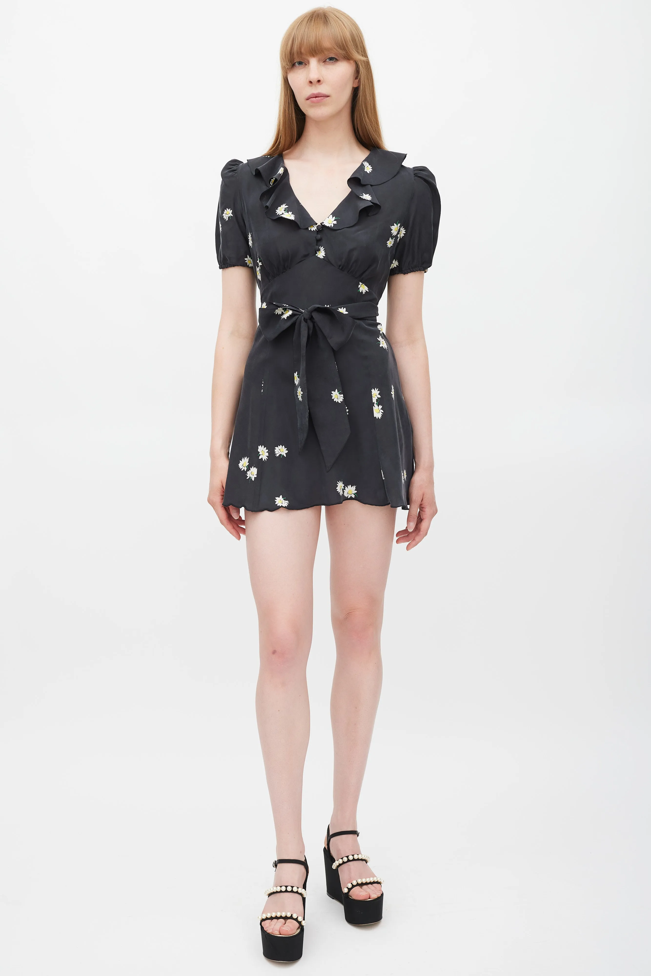 Black & Multicolour Silk The Love Floral Dress