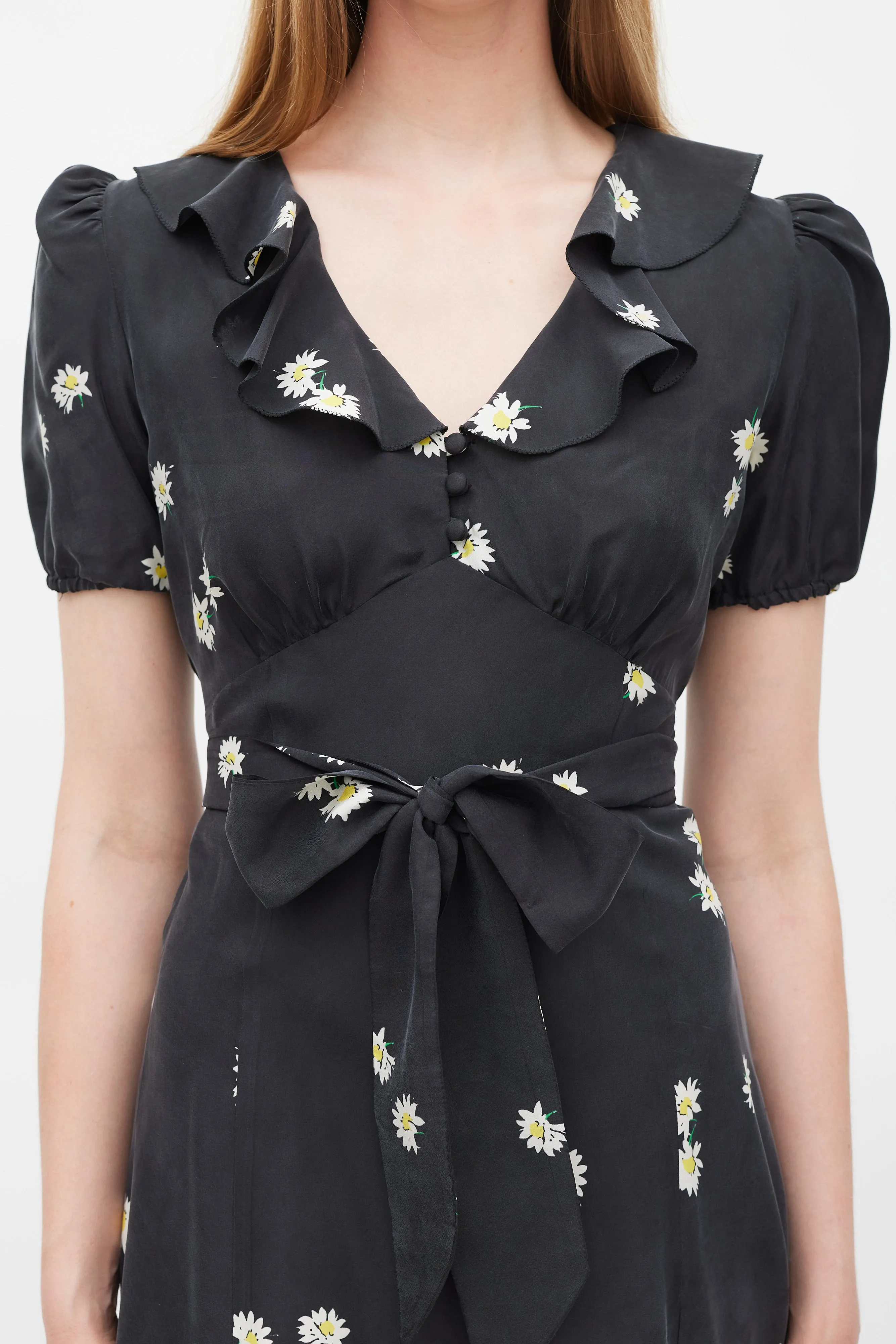 Black & Multicolour Silk The Love Floral Dress