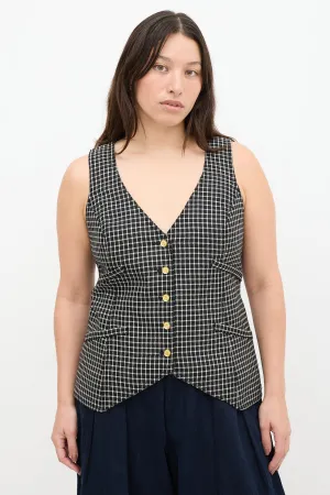 Black & White Wool Plaid Vest
