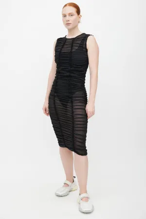 Black Ruched Sheer Dress