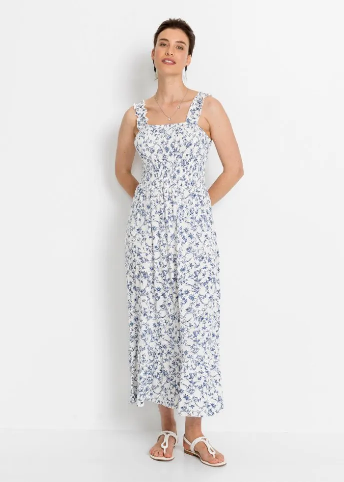 Bodyflirt eco viscose midi dress, white