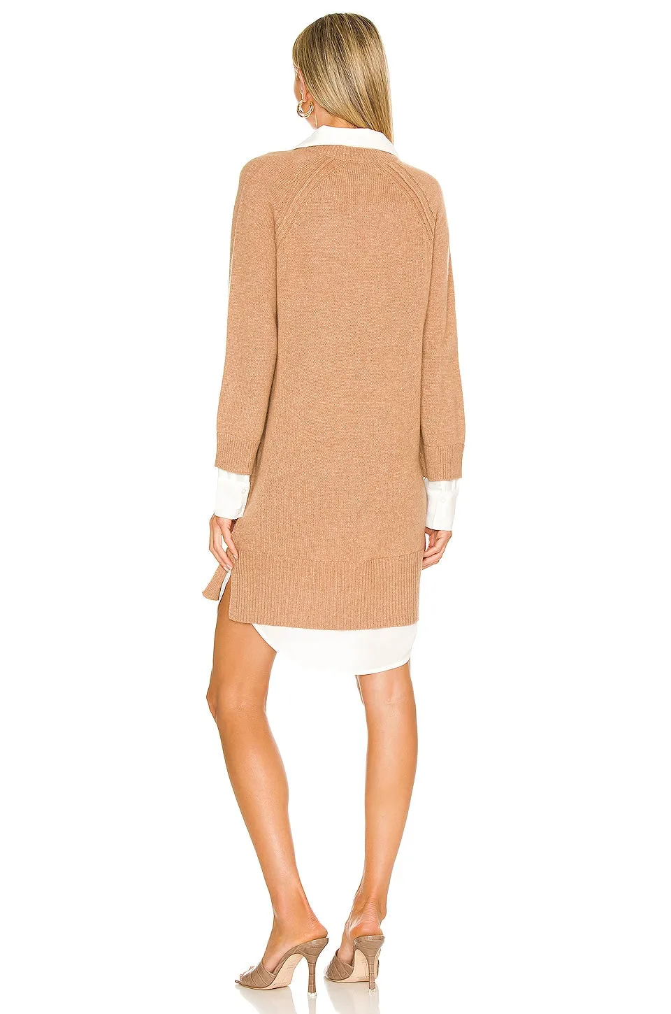 Brochu Walker Looker Vee Dress in Camel Melange & White Brown