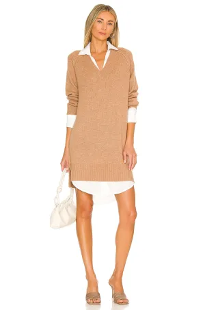 Brochu Walker Looker Vee Dress in Camel Melange & White Brown