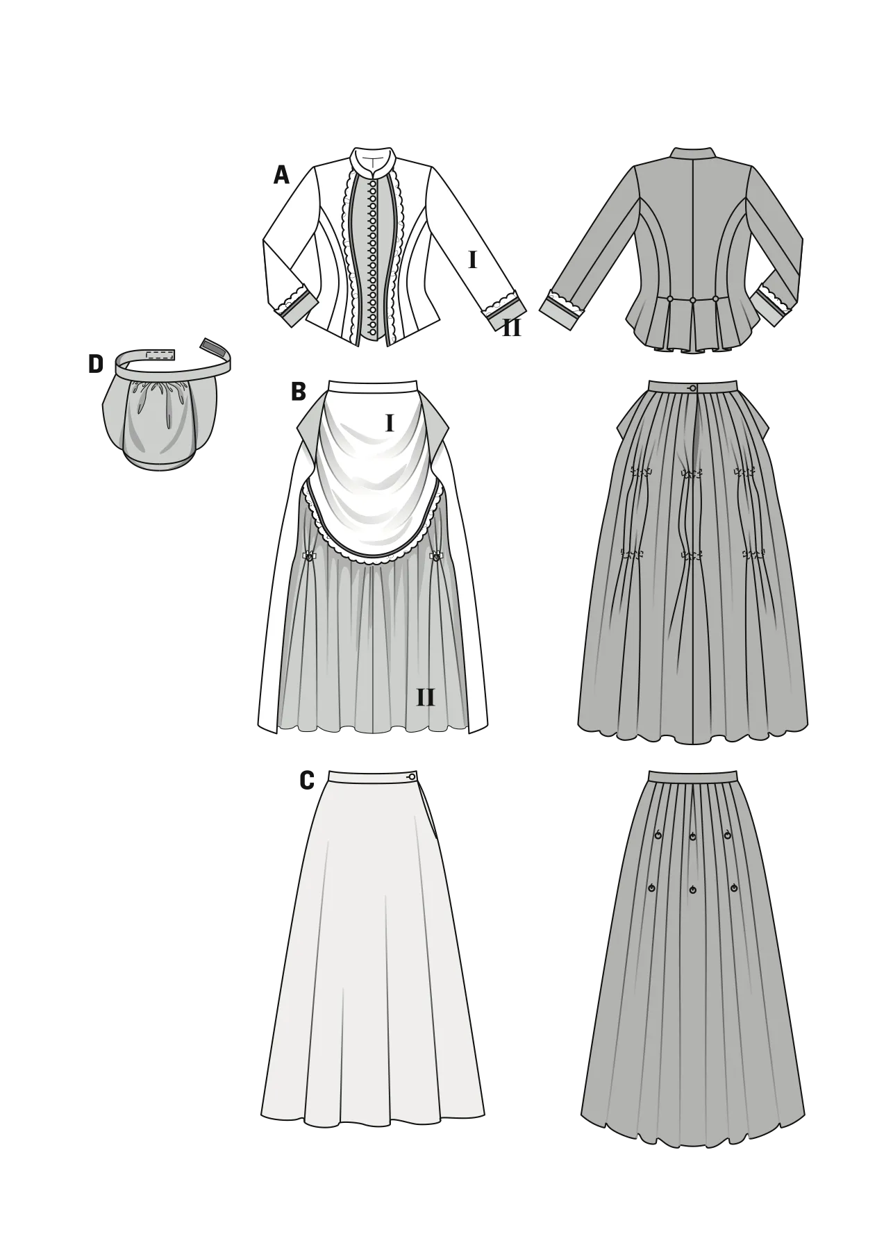 Burda 7880 Womens' Victorian Skirt and Jacket Pattern