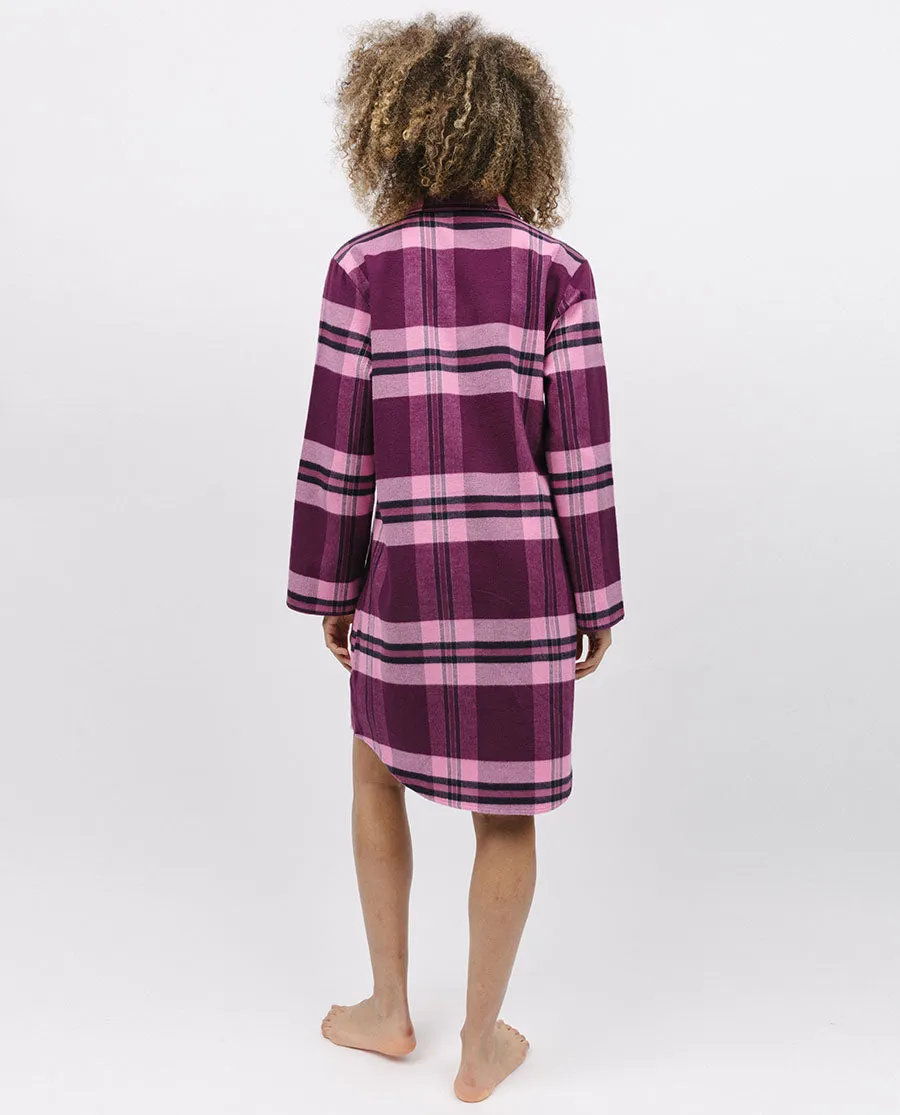 Eve Purple Super Cosy Check Nightshirt