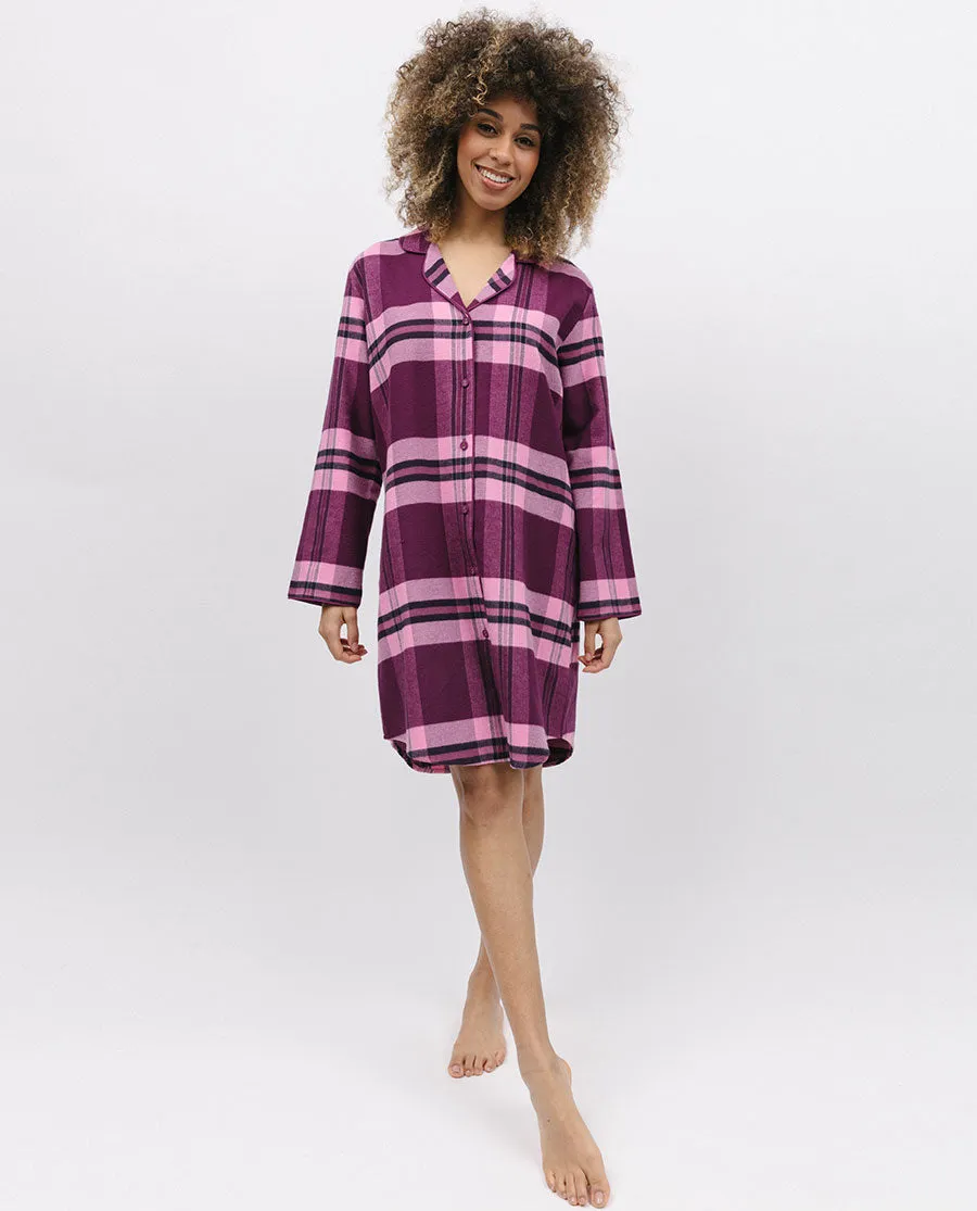 Eve Purple Super Cosy Check Nightshirt