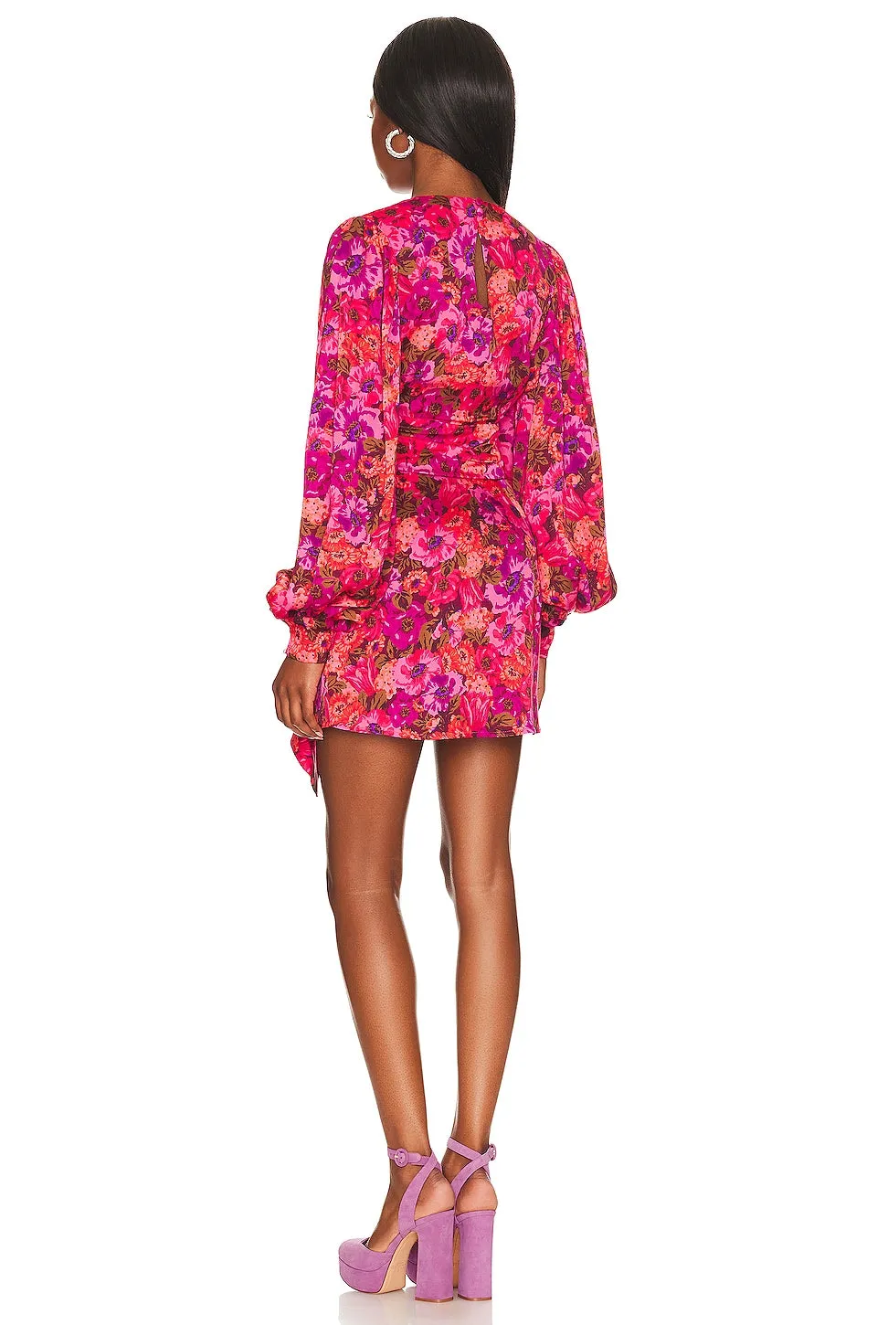 For Love & Lemons Lauren Long Sleeve mini dress, red