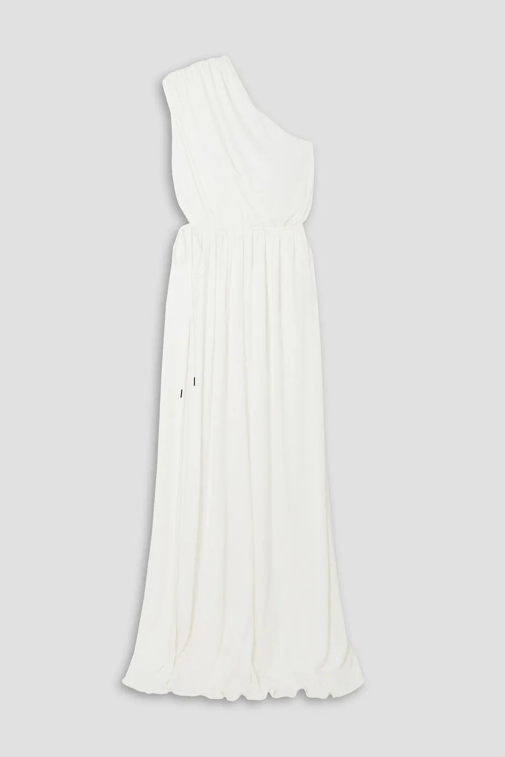 HALSTON One Shoulder Draped Jersey Jackie Dress, White