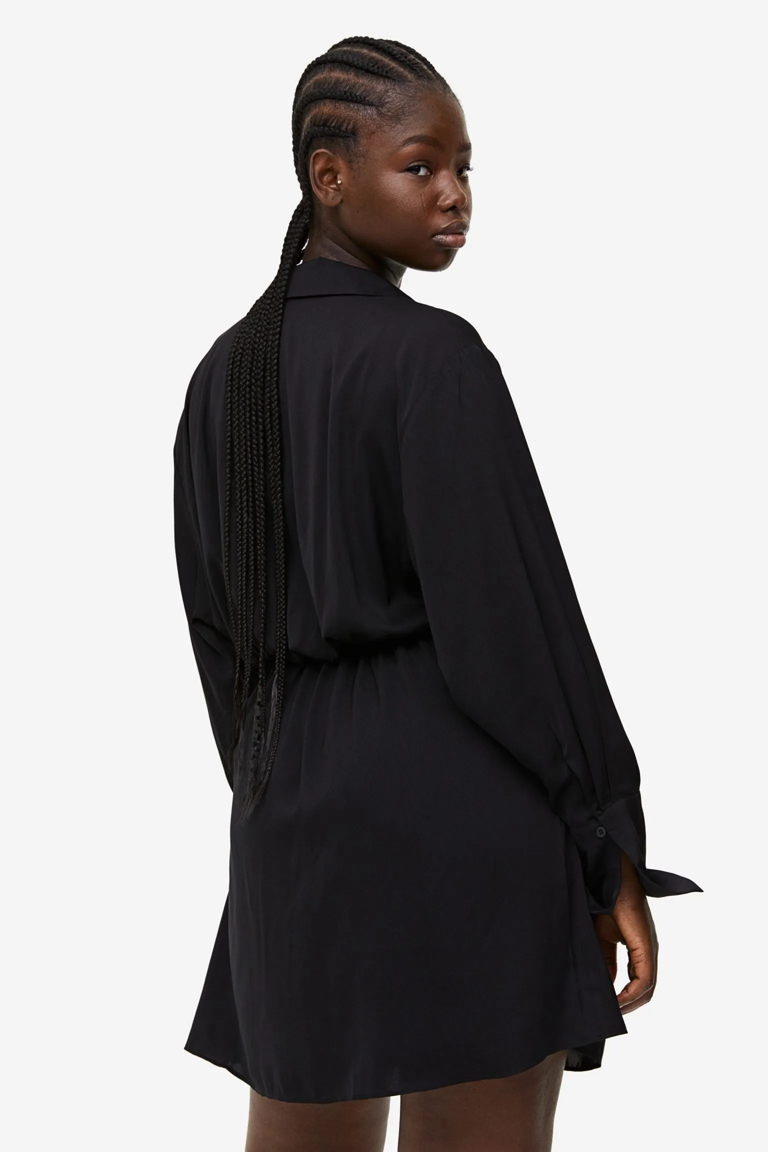 H&M Shirt With Twisted Detail Dress, black