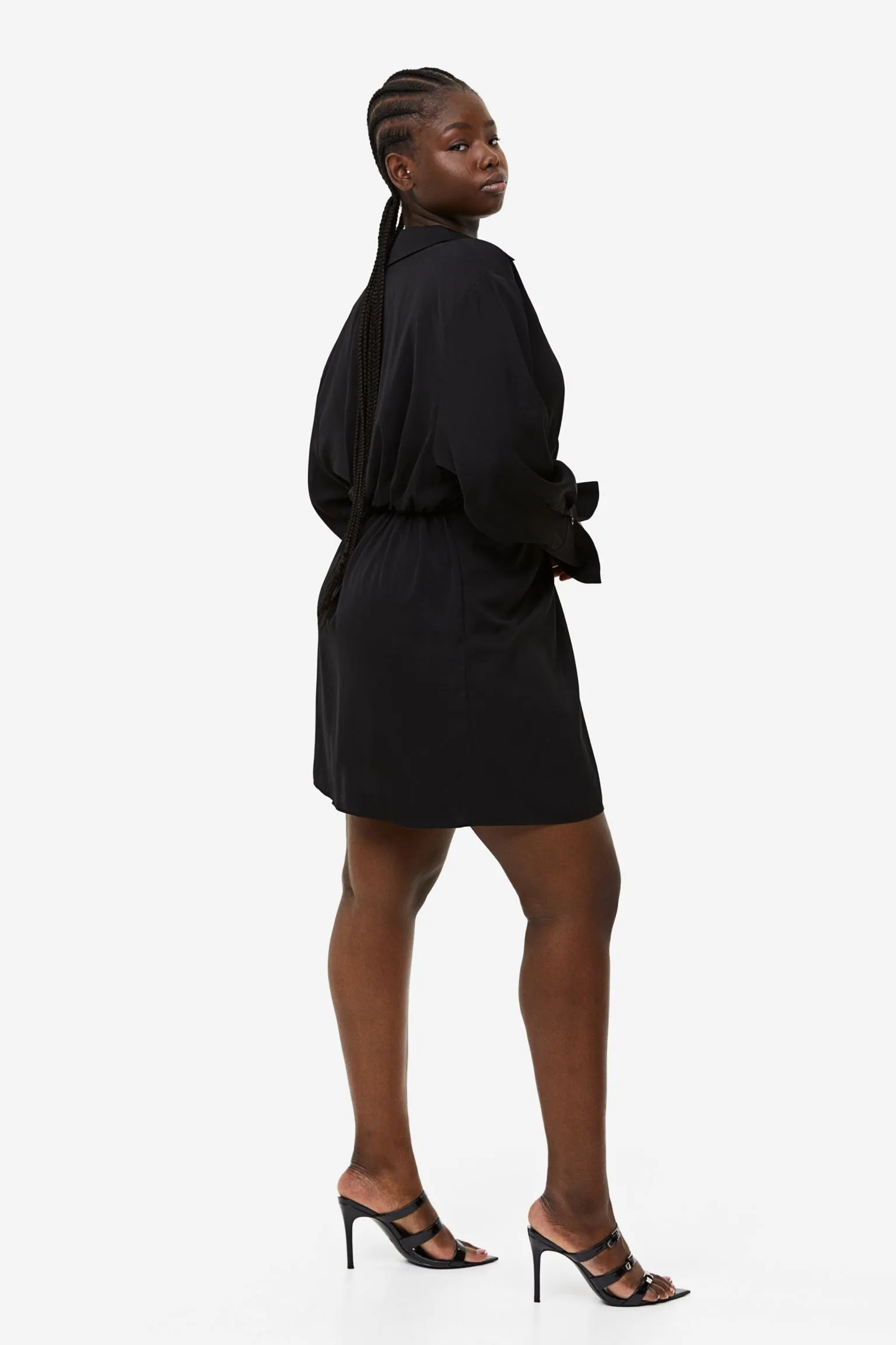 H&M Shirt With Twisted Detail Dress, black