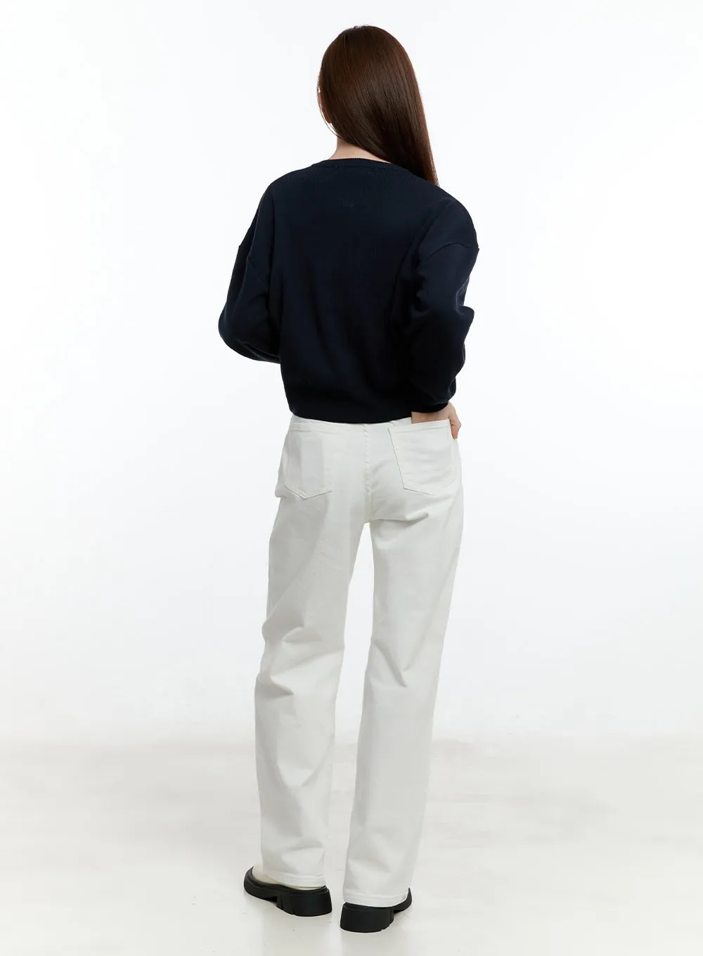 High-Waisted Wide-Fit Solid Trousers CM521