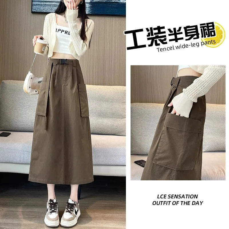 La Chabell Spring and Autumn Split Mid Length Long Length Skirt