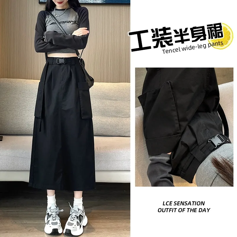 La Chabell Spring and Autumn Split Mid Length Long Length Skirt