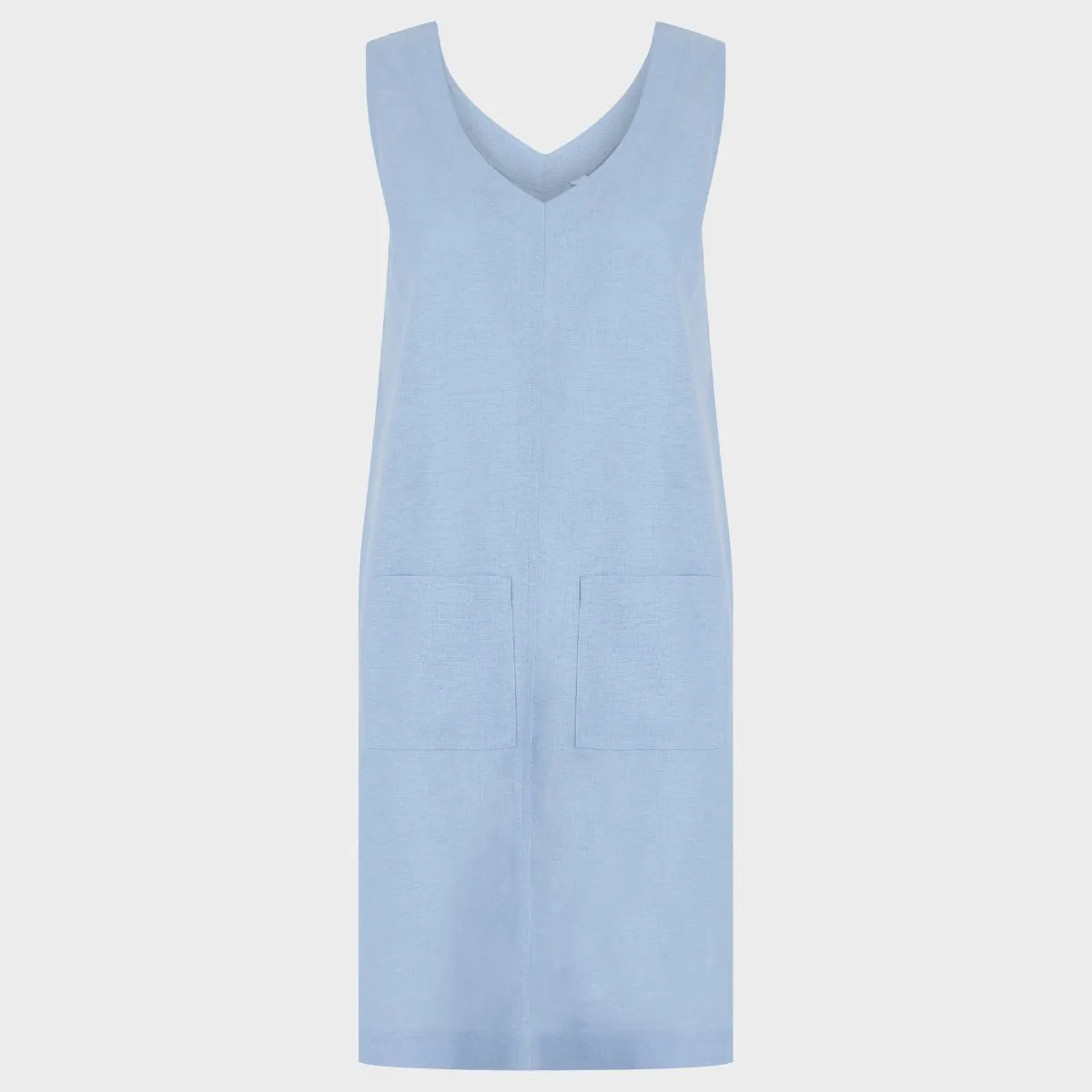 Ladies Linen Mix Shift Dress - Blue