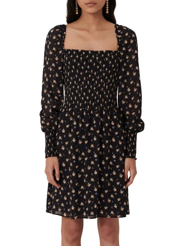 Maje Multi Floral Rithik Smocked Dress