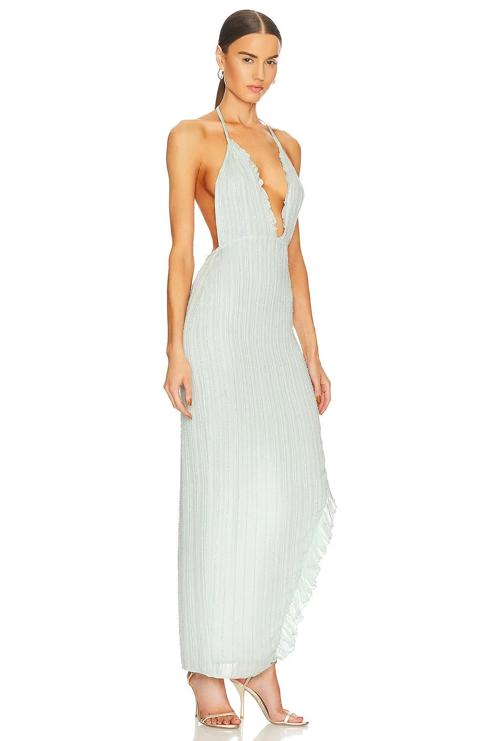 MAJORELLE Teil Embellished Gown Dress, Baby Blue