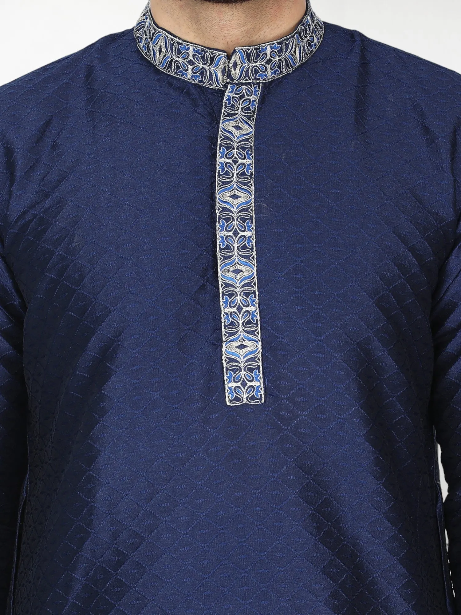 Men's Art Silk Kurta Pajama Indian Traditional Wedding Party Festive Season Dress Set Blue