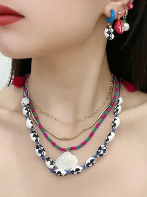 New shell detachable stacked beaded necklace