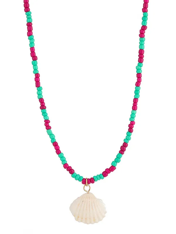 New shell detachable stacked beaded necklace