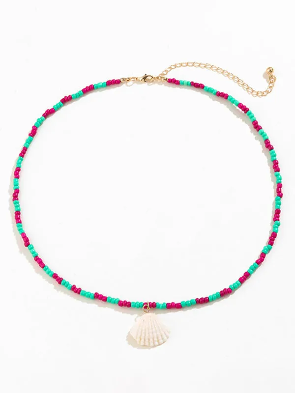 New shell detachable stacked beaded necklace