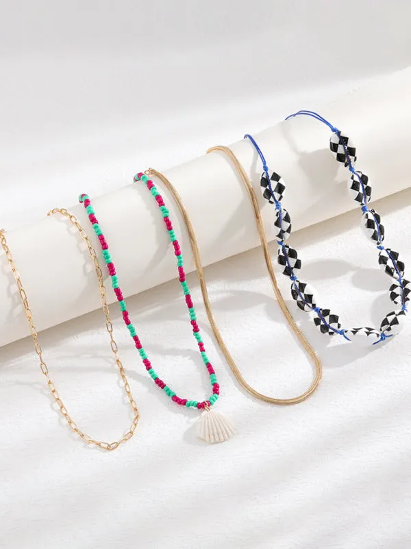 New shell detachable stacked beaded necklace