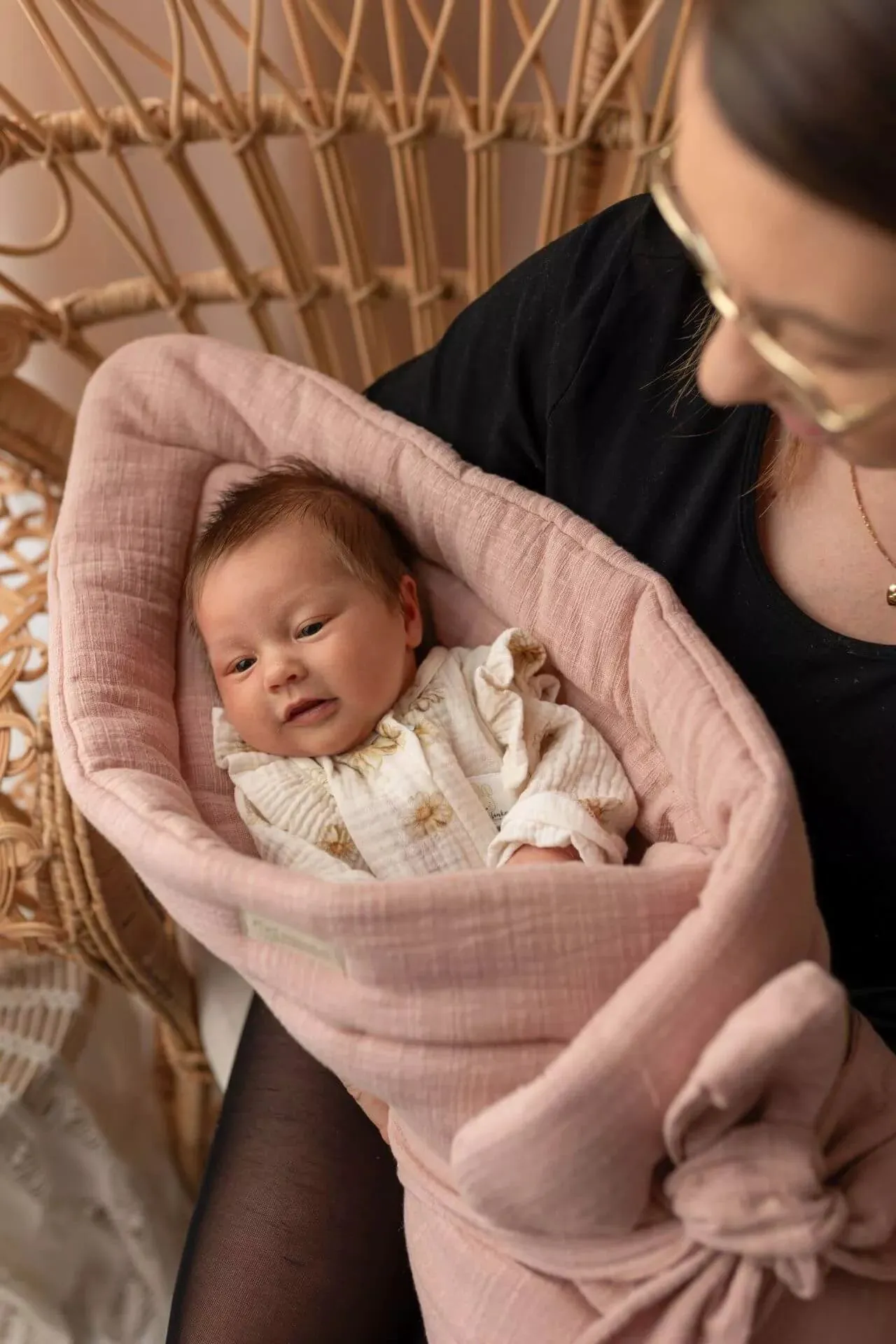 Newborn Baby Swaddle Blanket  - 100% LinenLook Muslin - Rose