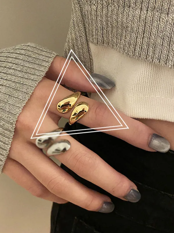 Personalized simple double-headed irregular drop-shaped opening index finger bracelet