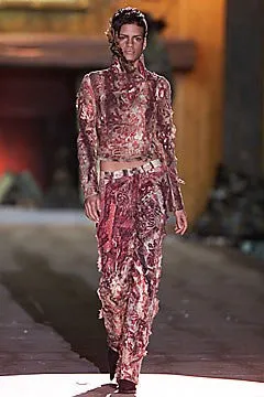 Roberto Cavalli - Vintage 2001 Fall Collection - Red and Beige 2pc Set Shirt and Skirt - S