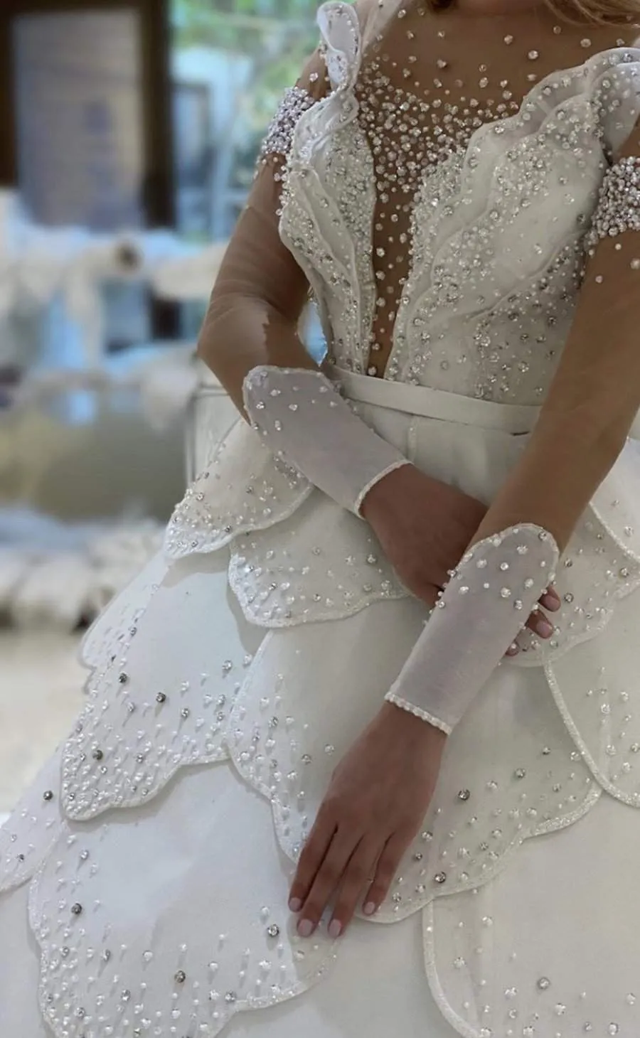 Shiny Wedding Gown With Stones