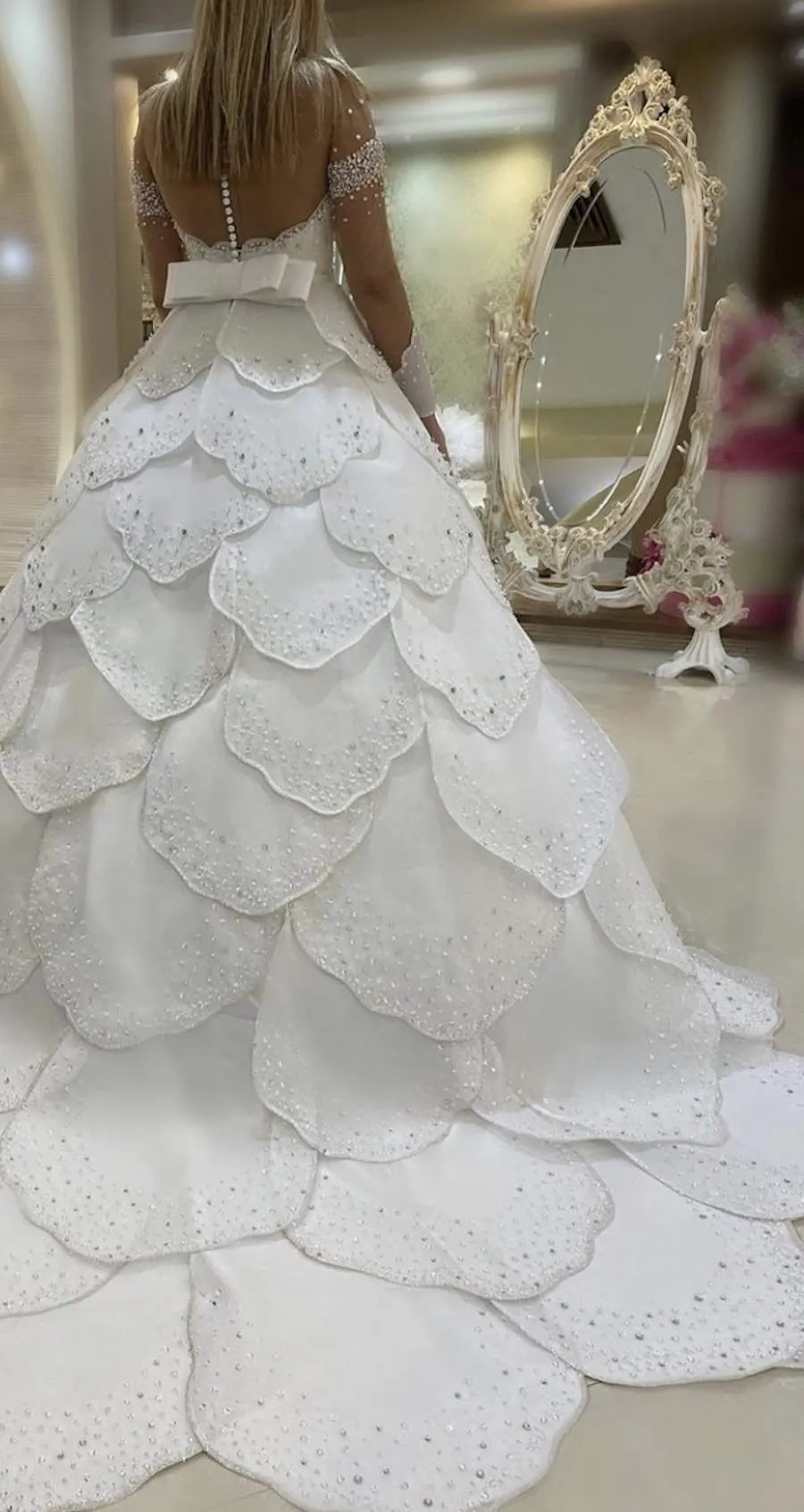 Shiny Wedding Gown With Stones