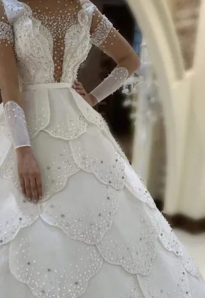 Shiny Wedding Gown With Stones