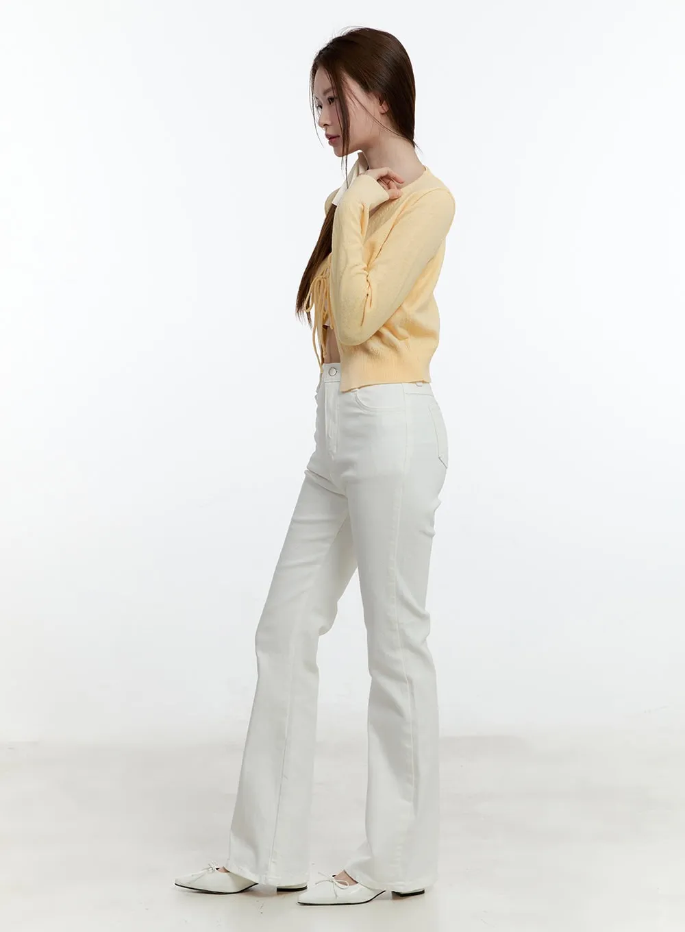 Slim-Fit High-Waisted Flared Trousers CM521