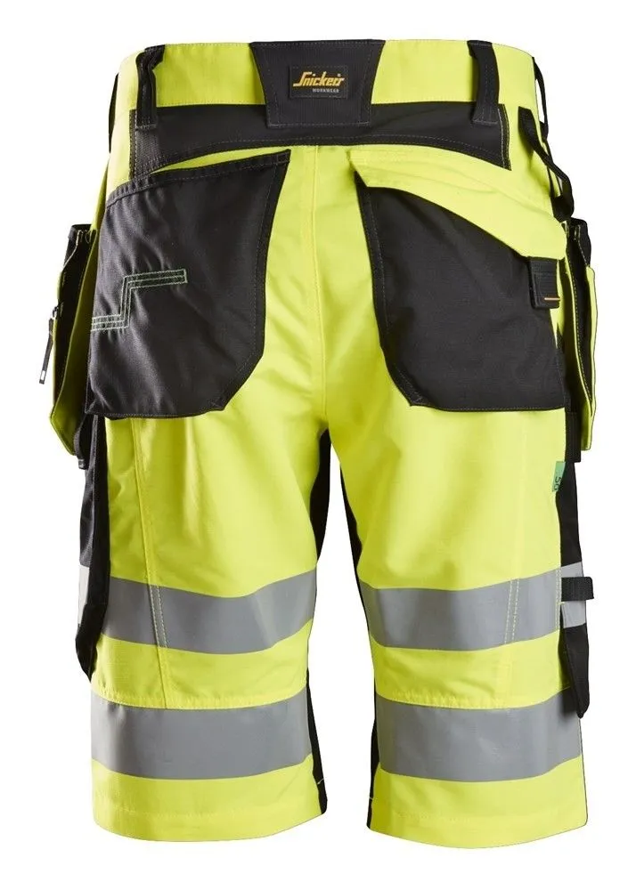 Snickers&#x20;6933&#x20;FlexiWork,&#x20;High-Vis&#x20;Short&#x20;Trousers&#x20;&#x2B;&#x20;Holster,&#x20;Class&#x20;1&#x20;-&#x20;High&#x20;viz&#x20;Yellow&#x2F;Black