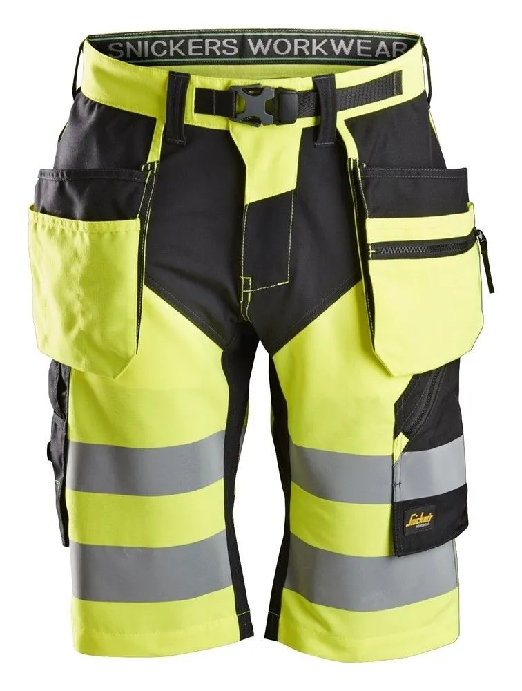 Snickers&#x20;6933&#x20;FlexiWork,&#x20;High-Vis&#x20;Short&#x20;Trousers&#x20;&#x2B;&#x20;Holster,&#x20;Class&#x20;1&#x20;-&#x20;High&#x20;viz&#x20;Yellow&#x2F;Black