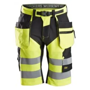 Snickers&#x20;6933&#x20;FlexiWork,&#x20;High-Vis&#x20;Short&#x20;Trousers&#x20;&#x2B;&#x20;Holster,&#x20;Class&#x20;1&#x20;-&#x20;High&#x20;viz&#x20;Yellow&#x2F;Black