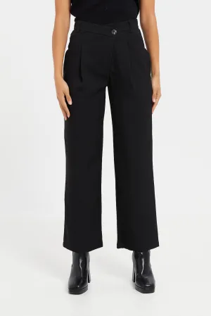 Women Black Wrap Waist Pant
