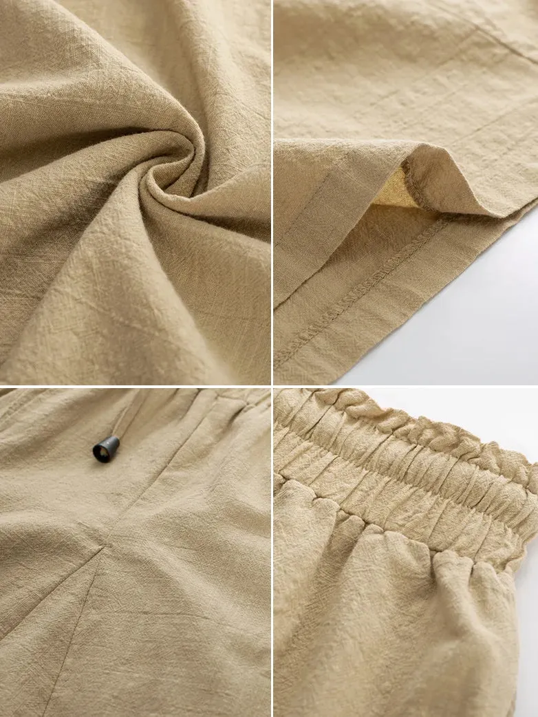 Women Cotton Renaissance Drawstring Palazzo Pants with Pocket