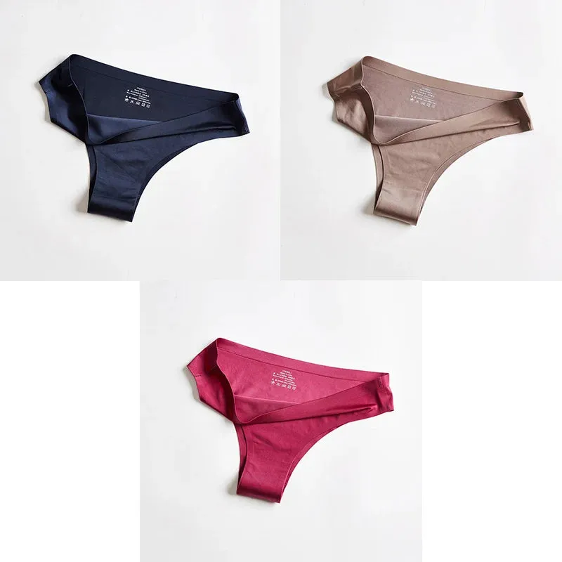 Women Panties Underwear Fitness Sports Seamless Female Lingerie Sexy T-back G-string Thong Ice Silk Woman Underwear