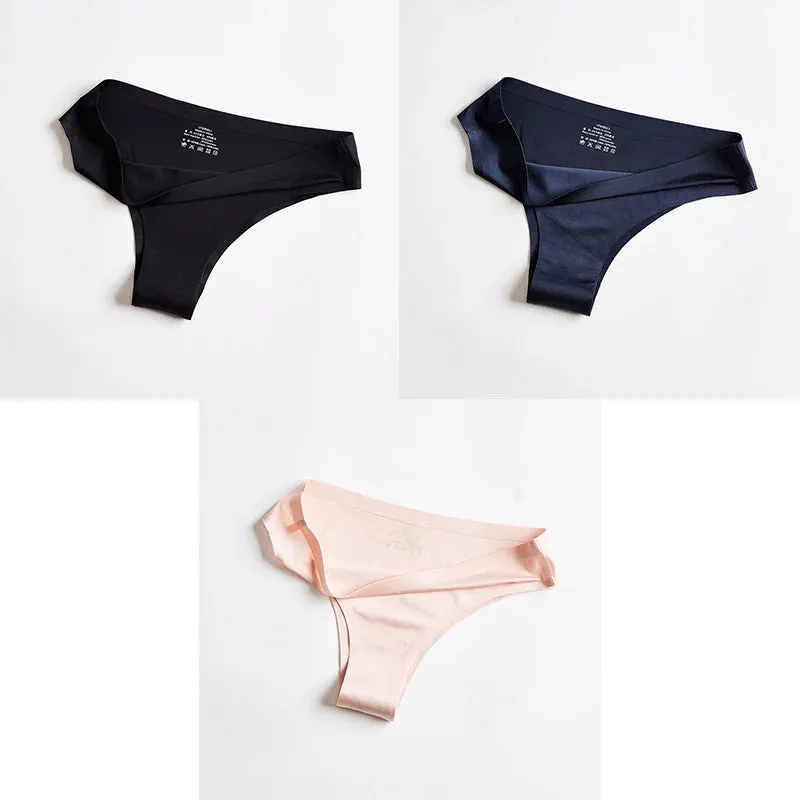 Women Panties Underwear Fitness Sports Seamless Female Lingerie Sexy T-back G-string Thong Ice Silk Woman Underwear