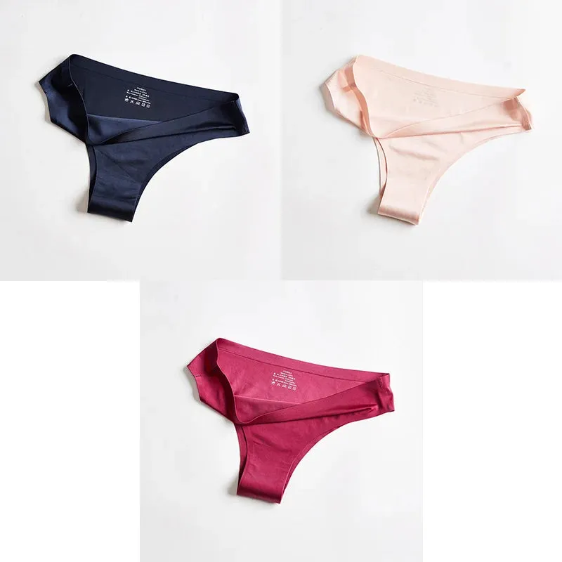 Women Panties Underwear Fitness Sports Seamless Female Lingerie Sexy T-back G-string Thong Ice Silk Woman Underwear